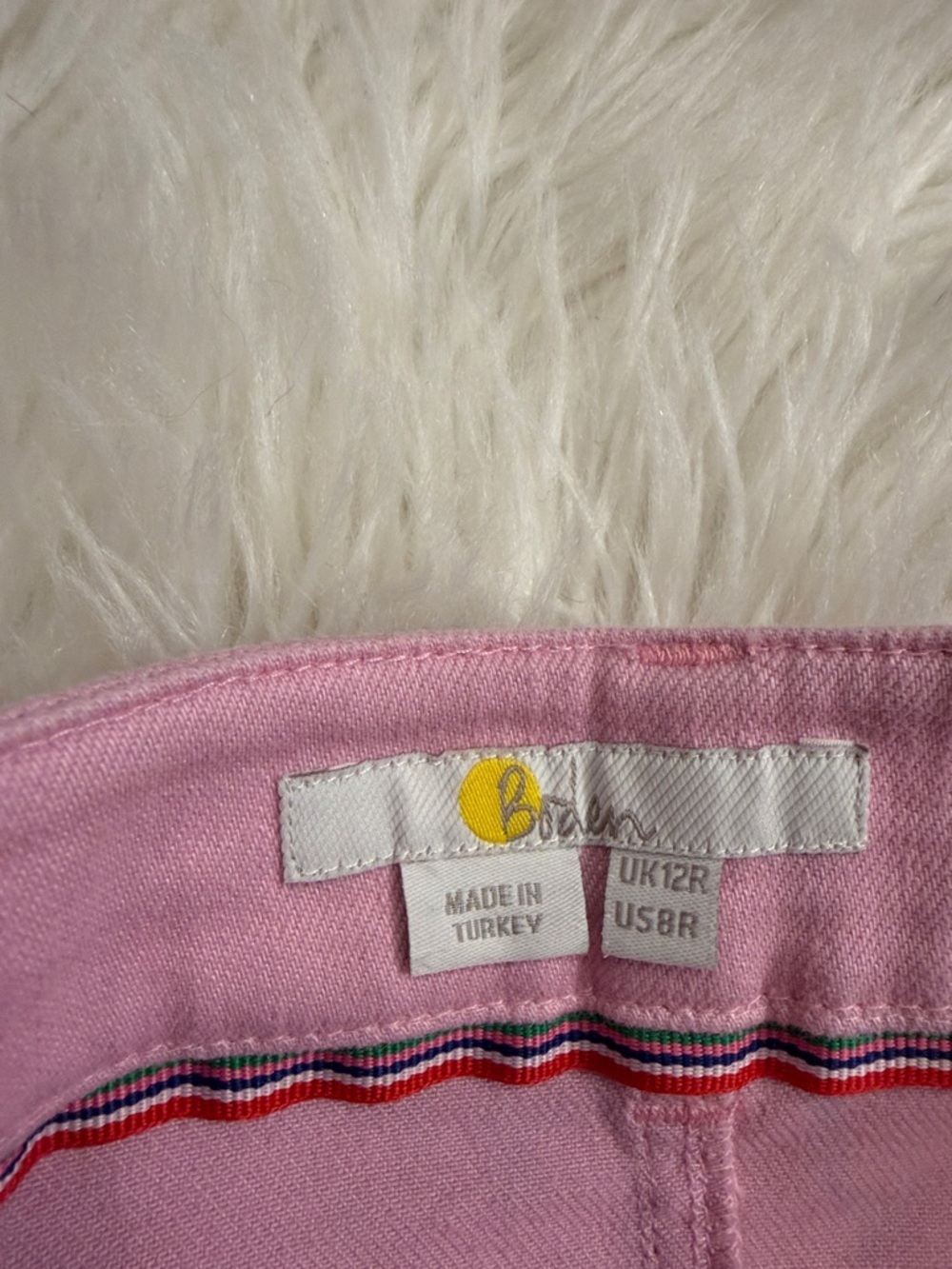 Boden Abingdon stretch cotton denim A-line mini skirt pink 8 - Picture 5 of 8